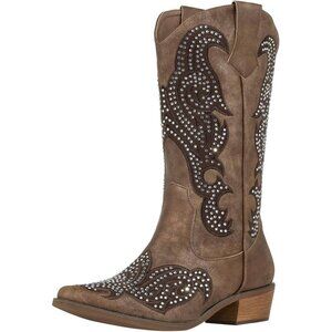 SheSole Women Rhinestone Cowboy Boots Sparkly Cowgirl Bling Glitter Western Boot